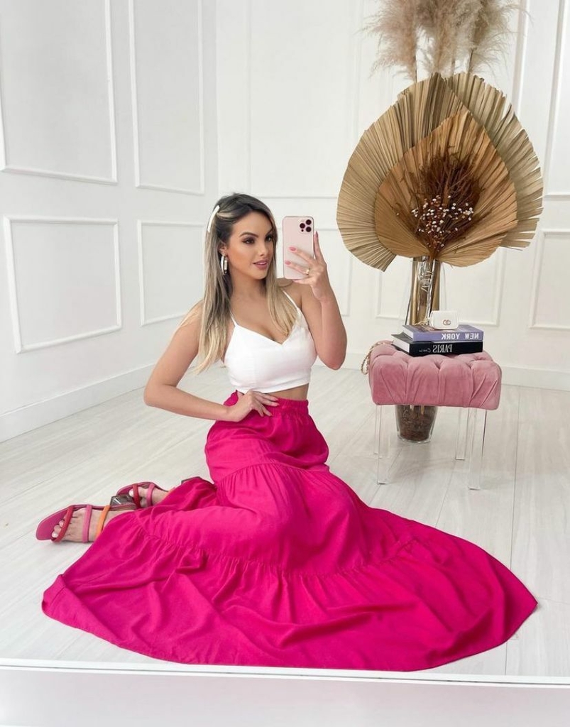 Saia hotsell longa rosa