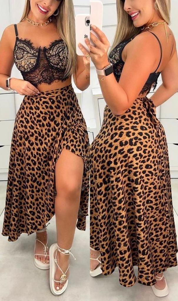 Blusa de onça hotsell com saia preta