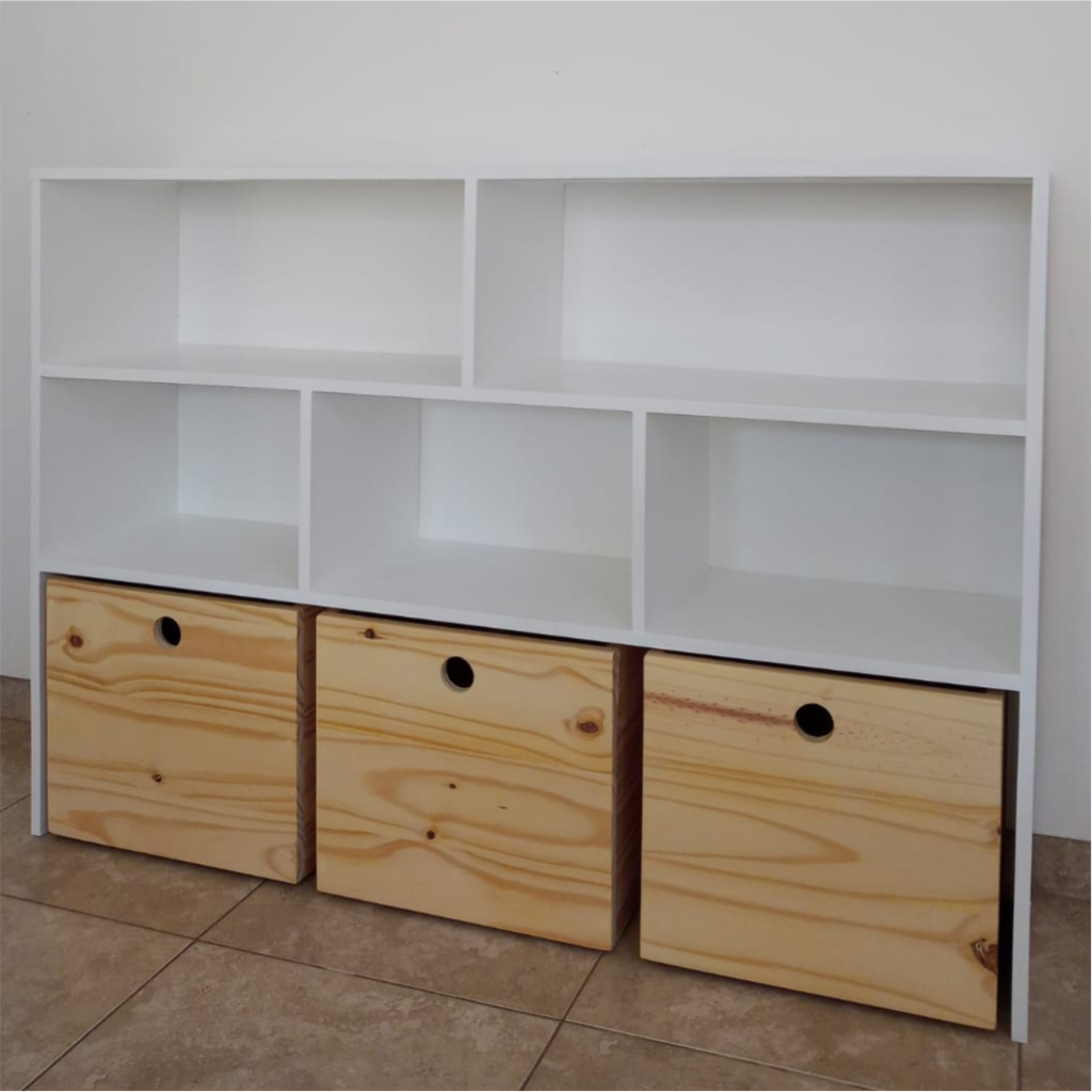 Mueble ORGANIZADOR de Juguetes con BIBLIOTECA - 3 MÓDULOS