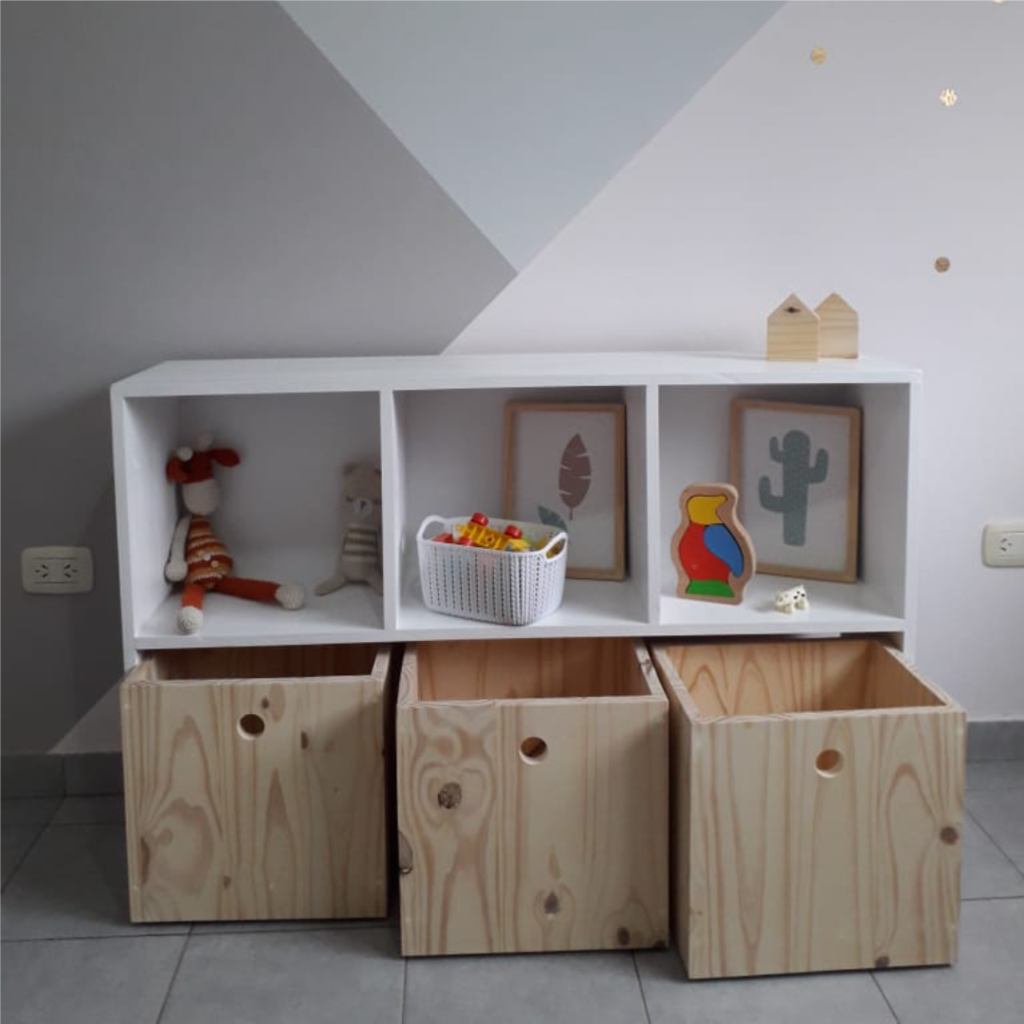 Mueble ORGANIZADOR de Juguetes con BIBLIOTECA - 3 MÓDULOS