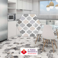 Porcelanato hexágono BARCELONA GRIS MATE MOD 5 17,4x20cm