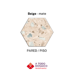 Cerámica hexágono TERRAZO BEIGE MATE 20x23cm - comprar online