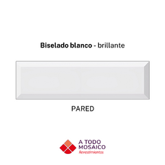 Cerámica decorada BLANCO BRILLANTE BISELADO 8.5x30cm - comprar online