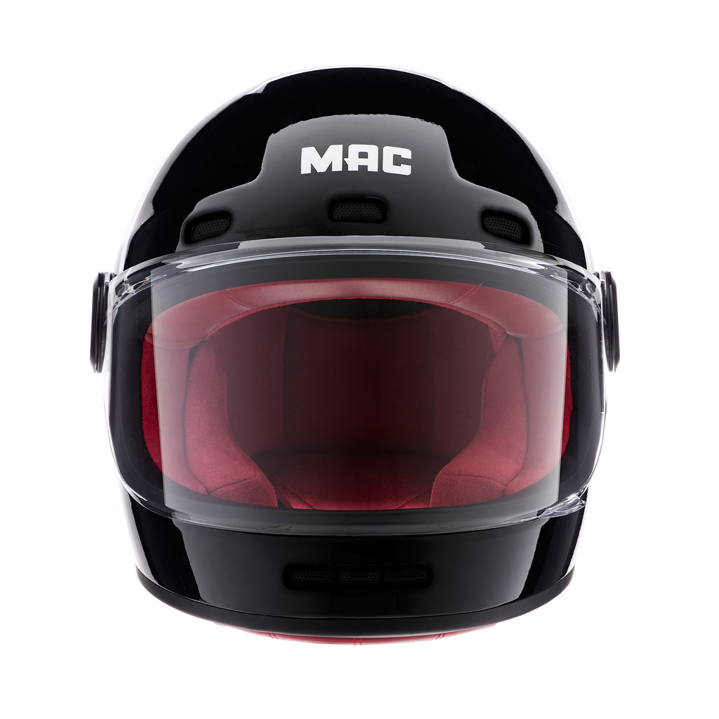 Casco MAC 0067 ROOSTER Negro Brillo Estilo Retro Cafe Racer