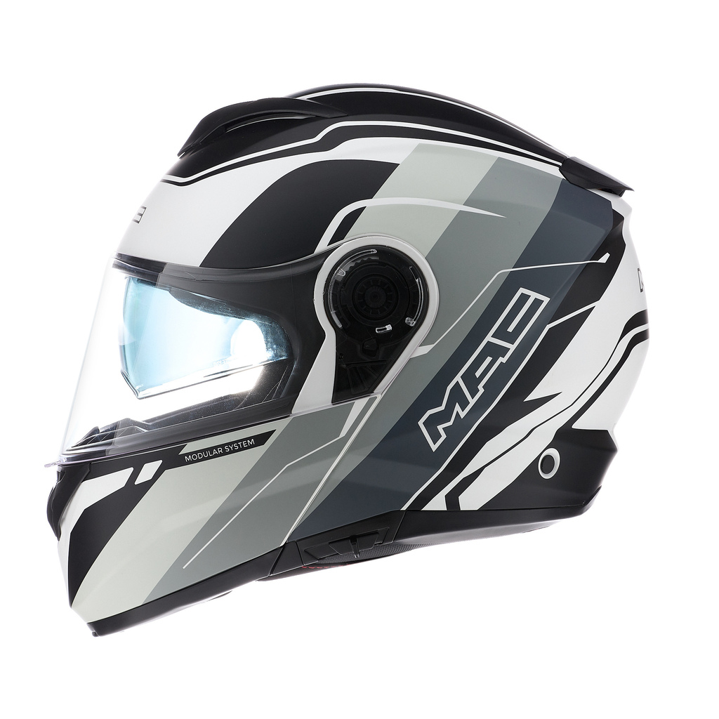 Casco Rebatible MAC ROCK FLOYD Blanco Gris Elegante y Seguro