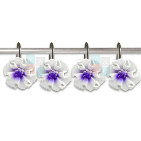 Ganchos Flor blanca y violeta X12