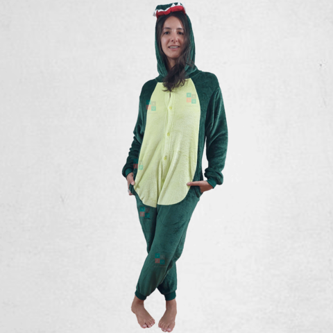 Pijama Kigurumi Niños y Adultos - Dino Verde