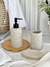 Set baño 3 piezas textura beige poliresina - tienda online