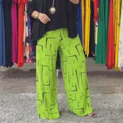 Calça Pantalona Zuma Estampada Em Viscolycra