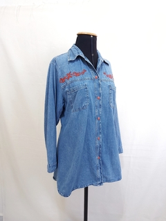 Camisa jeans bordada (G) - loja online