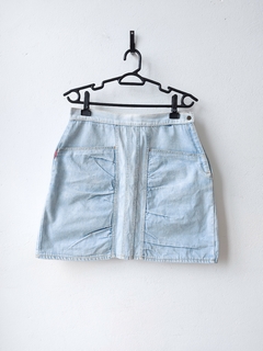 Saia jeans recortes (P) - loja online