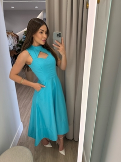 Vestido mídi azul