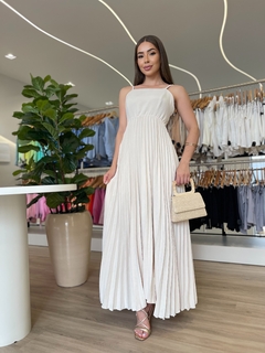 Vestido longo plissado