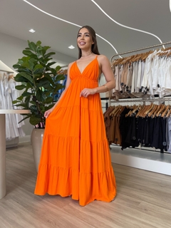 Vestido longo laranja