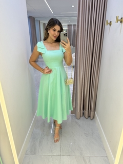 Vestido midi laço verde agua - comprar online