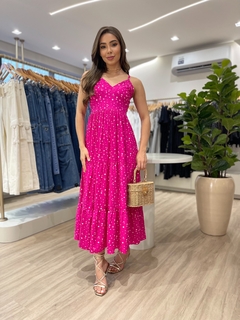 Vestido Midi Flor Rosa