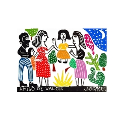 Xilogravura "Direito à Convivência Familiar" por J. Borges