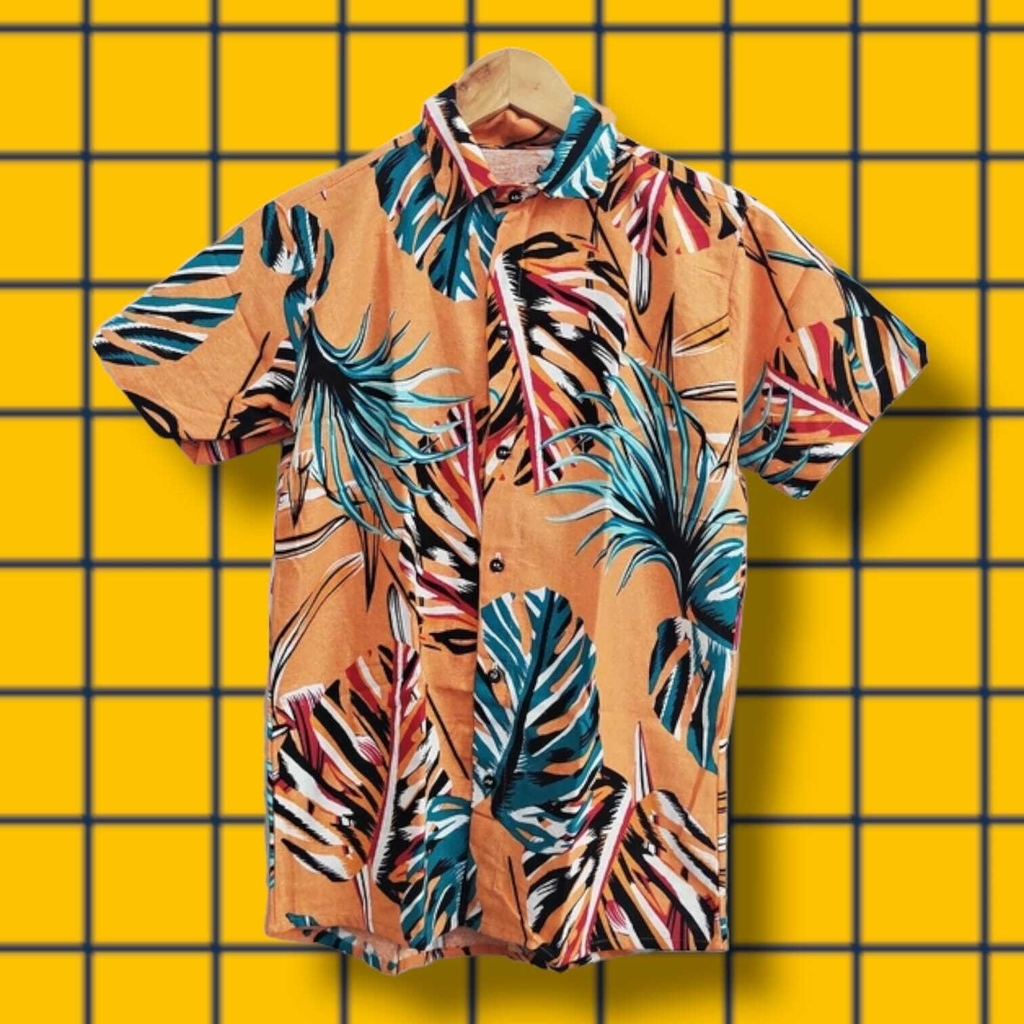 Camisa de Botão LELIS - Floral Laranja - Lele's Loja