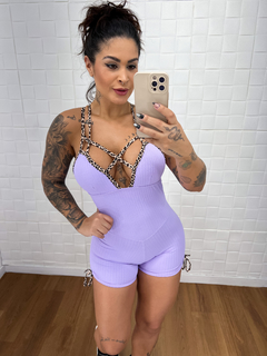 PUSH UP JUMPSUIT SHORT SEXY BACK WAVE LILAC - buy online