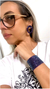 Conjunto em crochê fio metal roxo e vidrilhos tchecos azul. - comprar online