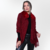 Knit shawl blanket with removable soft lightweight natural rabbit fur collar, similar to cashmere pashmina, by Fabiane Frank, cozy for the cold of autumn winter 2024-2025, made in Brazil, Gramado by Fur and Shop burgundy 2