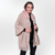 Knit shawl blanket with removable soft lightweight natural rabbit fur collar, similar to cashmere pashmina, by Fabiane Frank, cozy for the cold of autumn winter 2024-2025, made in Brazil, Gramado by Fur and Shop  rose pink