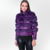 Slim Coat in natural rabbit fur and goat leather with exclusive layered design with high collar and pocket, women's jacket Fabiane Frank Fur and Shop, warm for the cold of autumn winter 2024 2025. Purple Front. 2