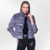 Slim Coat in natural rabbit fur and goat leather with exclusive layered design with high collar and pocket, women's jacket Fabiane Frank Fur and Shop, warm for the cold of autumn winter 2024 2025. Grey Gray Front.