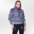 Slim Coat in natural rabbit fur and goat leather with exclusive layered design with high collar and pocket, women's jacket Fabiane Frank Fur and Shop, warm for the cold of autumn winter 2024 2025. Grey Gray Front Closed