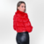 Urbanchic Bomber Jacket - Rabbit Fur and Goat Leather Coat with Collar, Pocket, Snap Button Closure. Warm Neckline for Autumn/Winter Cold. Sophisticated and Casual. Fabiane Frank Fur and Shop 2024 2025. Cherry red Back