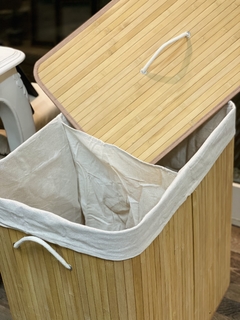 Cesto doble plegable de bambú rectangular - comprar online