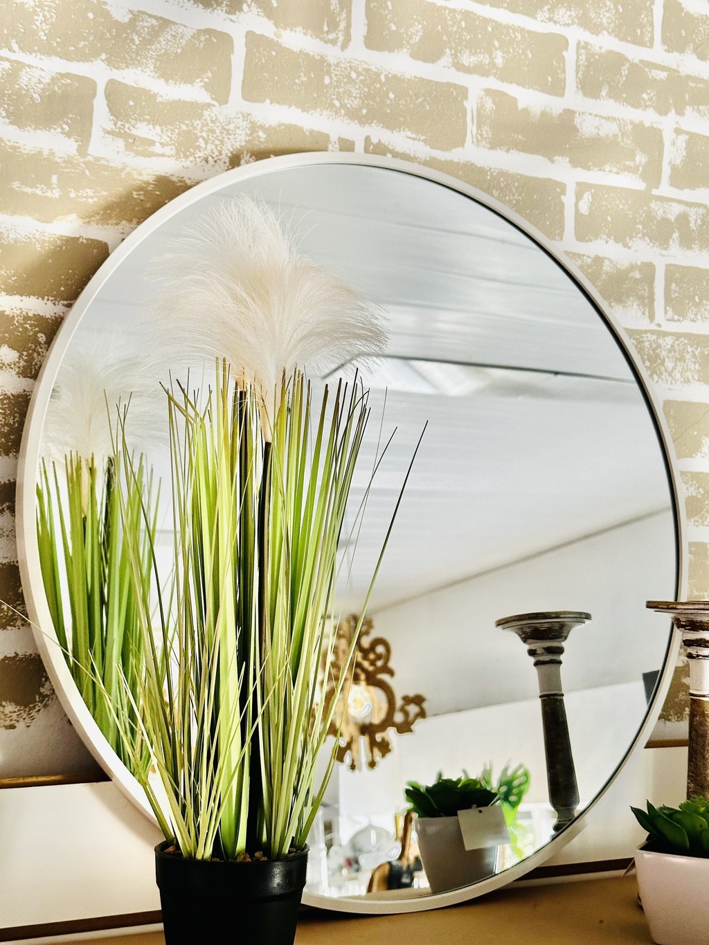 espejo redondo marco blanco 60cm