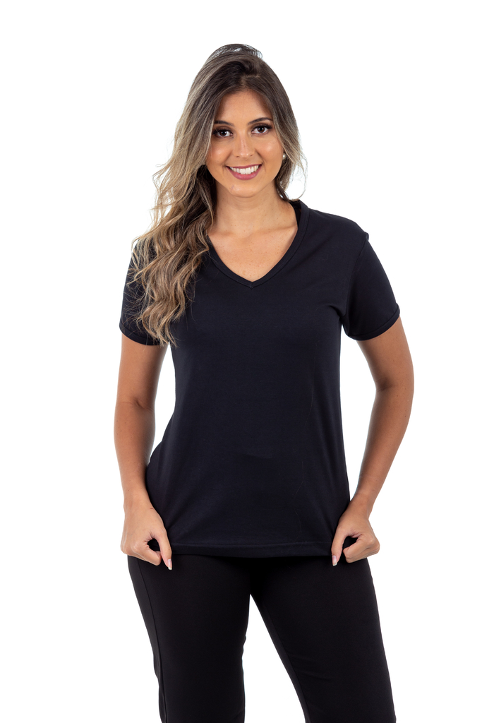 Camiseta feminina gola V - Comprar em Jaqueta Ideal