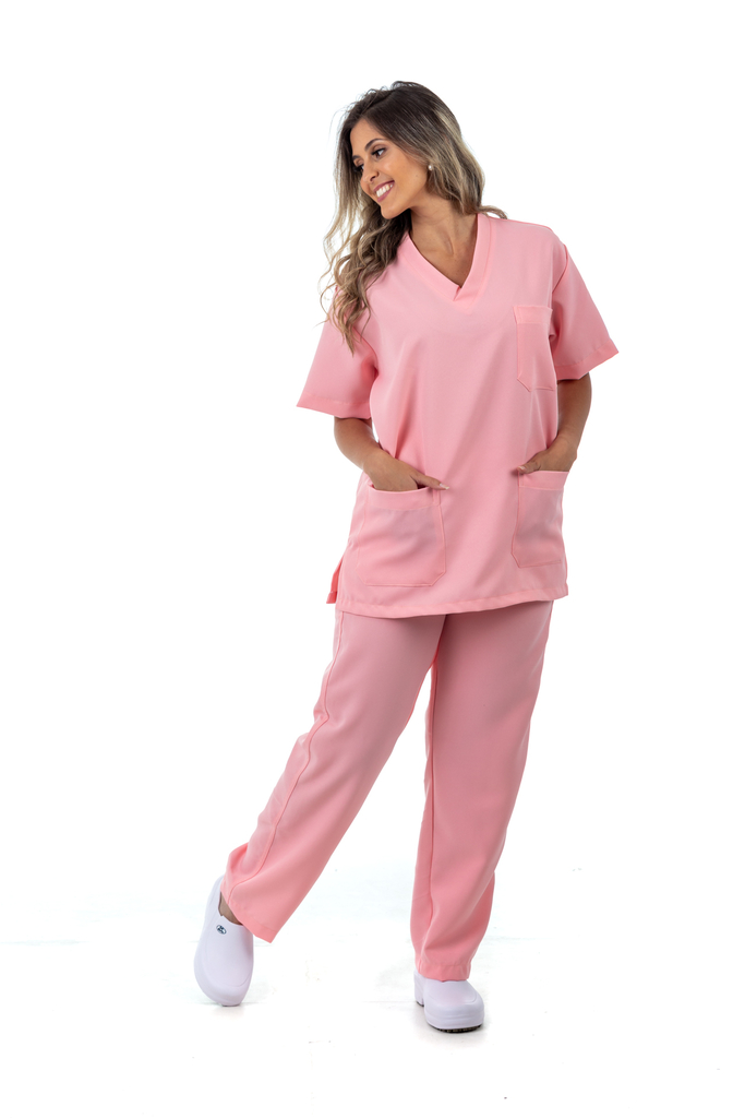 Pijama hospitalar unissex Rosa Candy - Jaqueta Ideal