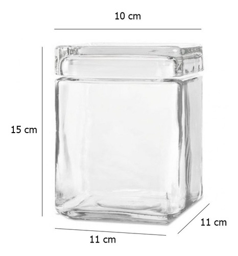 Set de depósitos cuadrados de vidrio