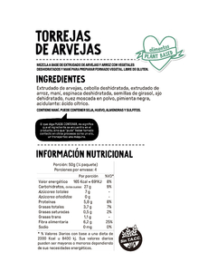 TORREJAS DE ARVEJAS Y ESPINACA. SIN TACC - tienda online