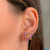 Brinco Ear Cuff Ametista e Turmalina Rosa - Prata 925 - comprar online