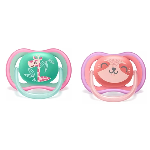 AVENT CHUPETES ULTRA AIR X 2 DECORADO VERDE/ROSA 18M+