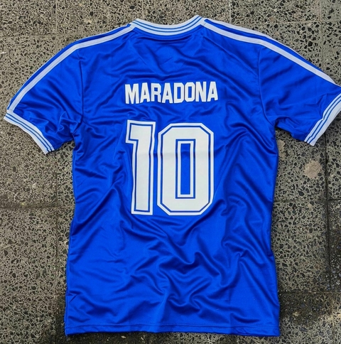 Camiseta argentina maradona 1990 suplente azul bordada