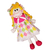 Boneca de pano Alegria com vestido quadriculado, touca, topes e renda