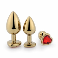 Plug Anal formato coração dourado em alumínio - P - comprar online