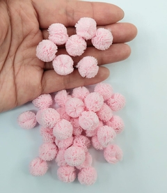 APLIQUE POMPOM MALHA TELINHA ROSA CLARO (1,5 CM) - 10 UNIDADES - comprar online