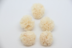 APLIQUE POMPOM MALHA TELINHA BEGE (2,5 CM) - 05 UNIDADES