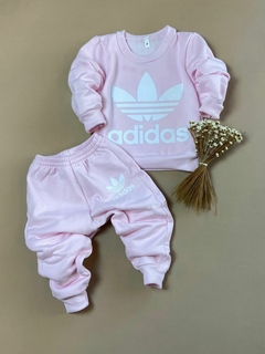 CONJUNTO MOLETOM ADIDAS ROSA BEBE