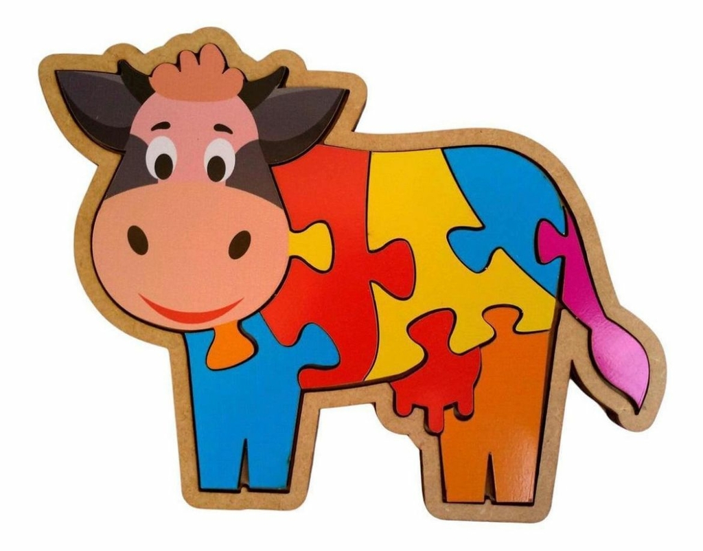 Quebra-cabeça vaca - Brinquedo educativo de madeira