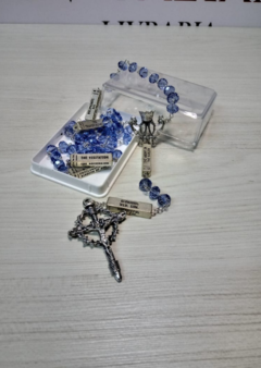 Terço de cristal com mistérios marianos - Azul - comprar online