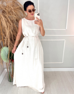 VESTIDO VISCOLINHO LONGO AREIA