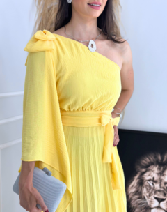 VESTIDO LONGO FESTA LAÇO - AMARELO - Gilli Store