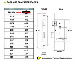 CERROJO DOBLE PERNO FUERTE 5111 IGUAL TRABEX 5101 - Herrajes Danilo