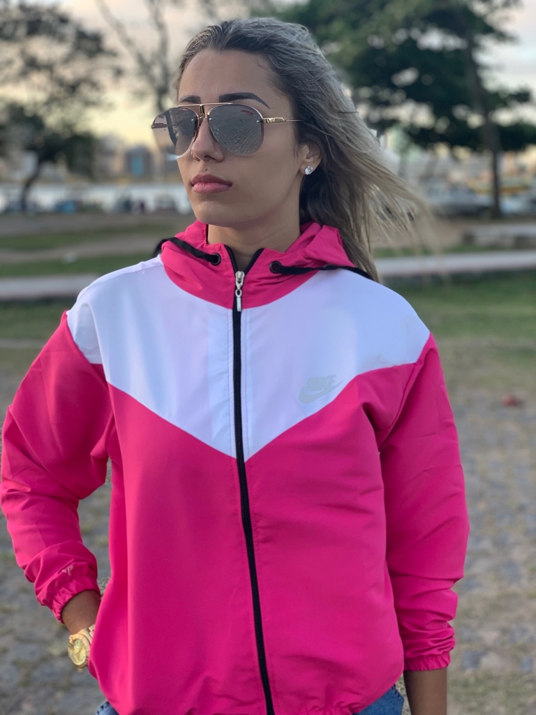 Corta vento Nike Branco e rosa